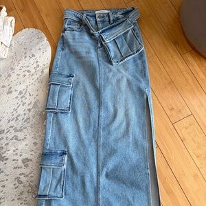 Hidden denim maxi skirt